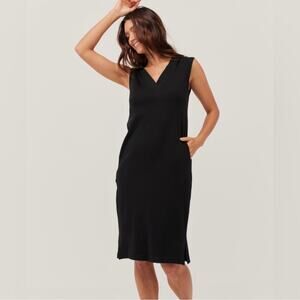 PACT Organic Cotton Airplane Hooded Sleeveless Tank Dress Black Size S